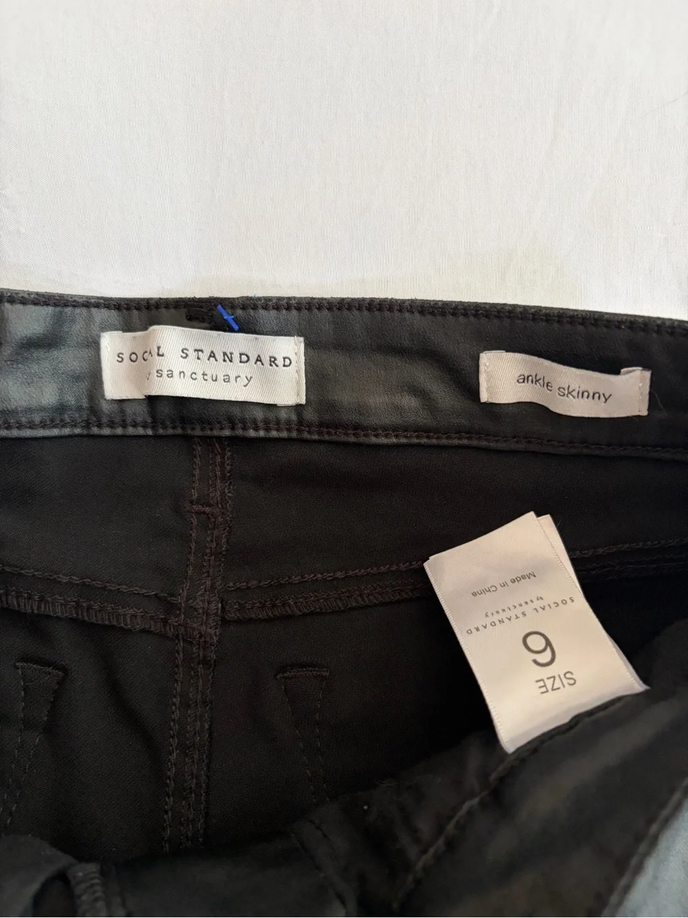 Social Standard by Sanctuary Ankle Skinny Black Faux Leather Pants Size 6